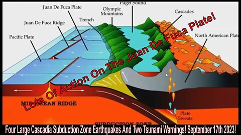 Four Large Cascadia Subduction Zone Earthquakes And Two Tsunami Warnings! September 17th 2023!