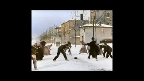 A snowball fight 125 years ago in Lyon, France
