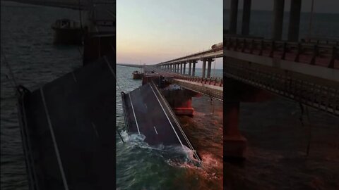 Footage of the Crimean bridge after the emergency, consequences of the explosion.