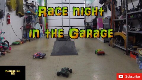 Race Night in the Garage - 3 Mini RCs Racing