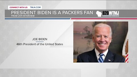 President Joe Biden cheers for the Green Bay Packers