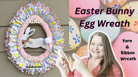 Easter Bunny Egg Wreath DIY Yarn & Ribbon Wreath Dollar Tree Easter DIY Slim Design For Storm Door