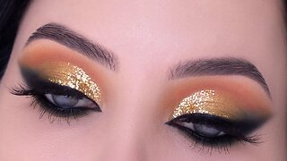 Golden Glitter Smokey Glam Eye Look | Glam Eye Makeup