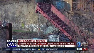Crews at scene of CSX train derailment near Falls Road in Baltimore