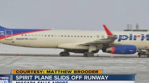 Spirit plane skids off runway