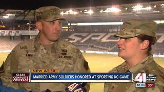 Married army soldiers honored at Sporting KC game