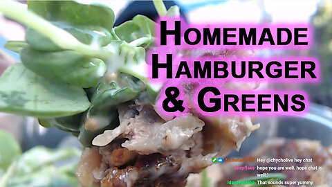 Eating Homemade Hamburger and Greens [ASMR, Food, Snack]