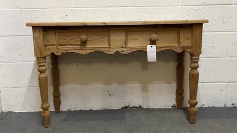 Small Reclaimed Pine 2 Drawer Side Table With Turned Legs (Y5006A) @PinefindersCoUk