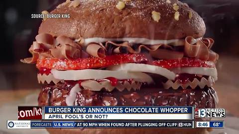 Burger King announces Chocolate Whopper on April Fool's Day