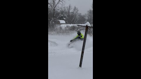 250 2 stroke dirt bike RIPS through deep snow