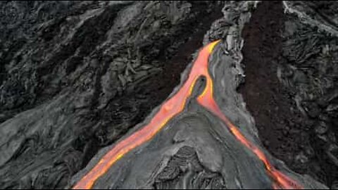 Drone filma rios de lava do vulcão Kilauea