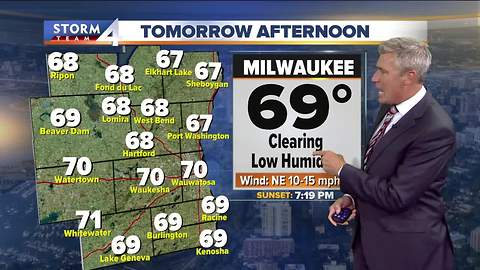 Rain tapers off, cooler Wednesday night