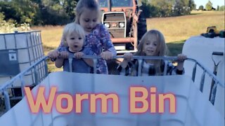 Diy IBC tote continuous flow worm bin to make Vermicompost compost and worm casting