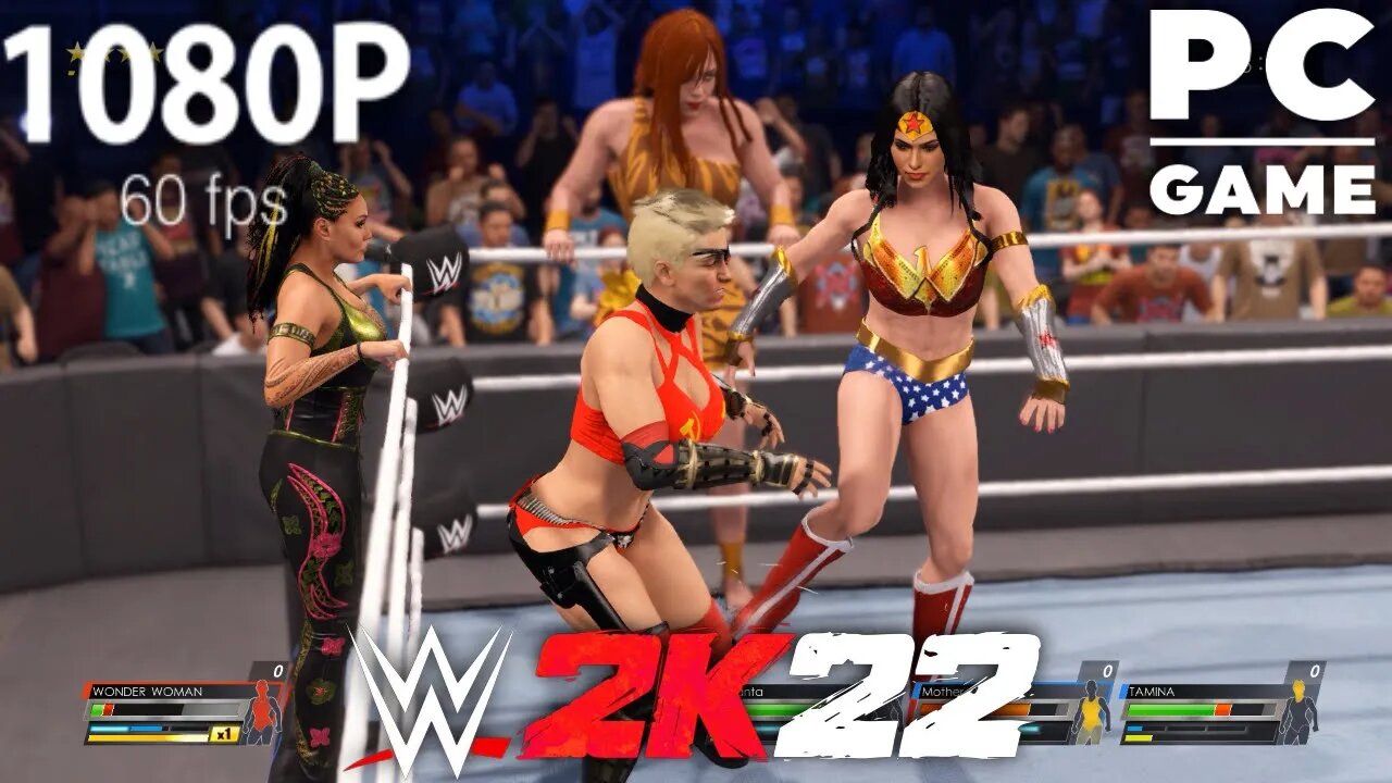 WWE 2K22 Wonder Woman vs. Mother Russia, Giganta, & Tamina! - Requested 3v1  Match [60 FPS PC]