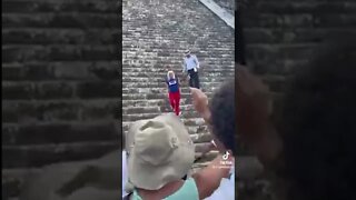 She climbed the mayan pyramid