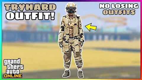 Easy Tan Joggers No Bra Glitch Female Tryhard Modded Outfit (No Transfer) (GTA Online)