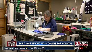 Shirt shop making mask covers for hospital
