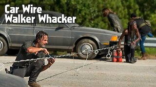 The Walking Dead Season 7 Episode 9 - Rick & Michonne use Cars with Cable to Kill Walker Horde