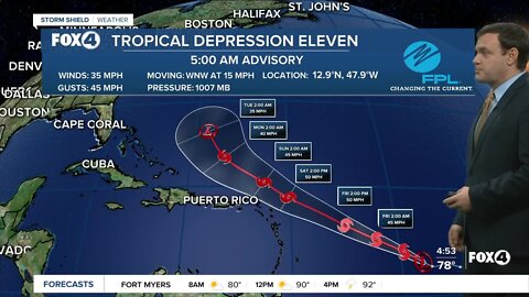 Tropical Depression 11 expected to strengthen into Tropical Storm Josephine later today