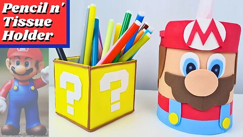 DIY - How to Make Art with Recycling: Tissue Box and Pencil Holder Mario at Home!