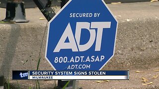 Neighbors frustrated by stolen security system signs