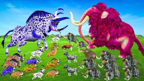 20 Zombie Monster buffaloes Vs 20 Zombie Mammoths Ultimate Epic Battle Woolly Mammoth Saves cow