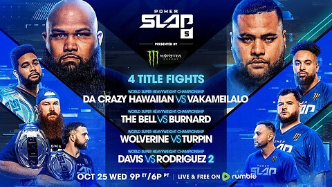 Power Slap 5: Da Crazy Hawaiian vs Vakameilalo | October 25, 2023 LIVE and FREE ON Rumble