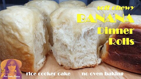 Soft Chewy Banana Dinner Rolls | Vegan Dinner Roll Recipe | EASY RICE COOKER CAKE RECIPES