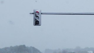 LED traffic lights blocked by snow on Sunday