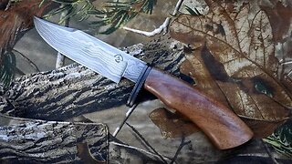 Making a Damascus EDC Bowie hunting knife