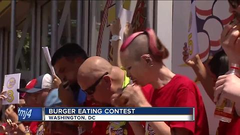 Burger eating contest winner is a familiar name
