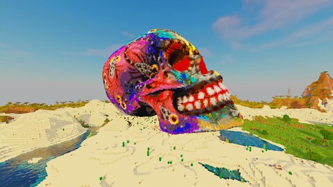 Minecraft Timelapse, Giant Painted Skull Build Schematic