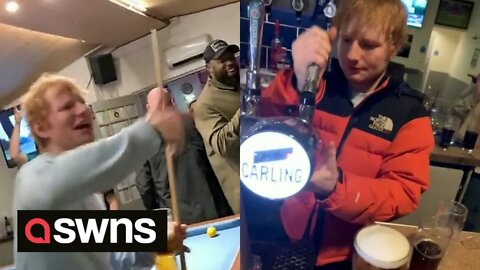 Ed Sheeran stuns customers by turning up at UK pub where he starts pulling pints