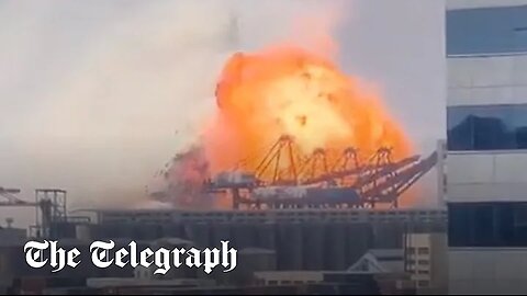 Moment cargo ship explodes at China's key port