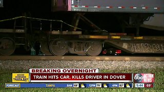 Driver killed after train hits car stuck on tracks in Hillsborough County