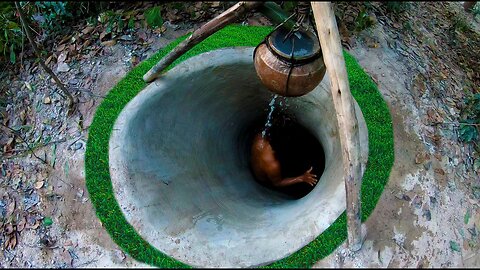 Build Water Slide To Temple underground Swimming Pool With Underground Room