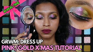 GRWM Pink and Gold Christmas Makeup Tutorial for Hooded Eyes | Adept Cosmetics INSPIRED Palette