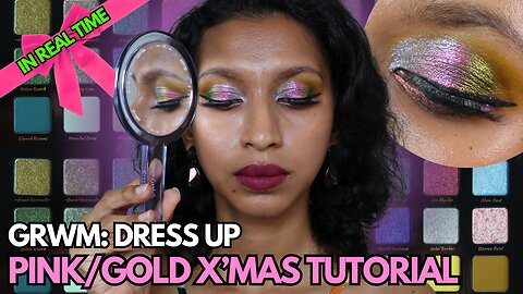 GRWM Pink and Gold Christmas Makeup Tutorial for Hooded Eyes | Adept Cosmetics INSPIRED Palette