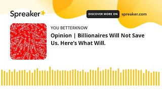 Opinion | Billionaires Will Not Save Us. Here’s What Will.