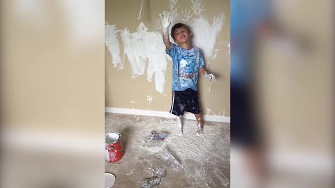 Kids Hand Paint A "Masterpiece" On A Bedroom Wall