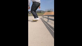 45 year old skateboarder with a little line