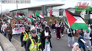 Global March for Sudan and Palestine, Lloyd George Ave, Cardiff Wales