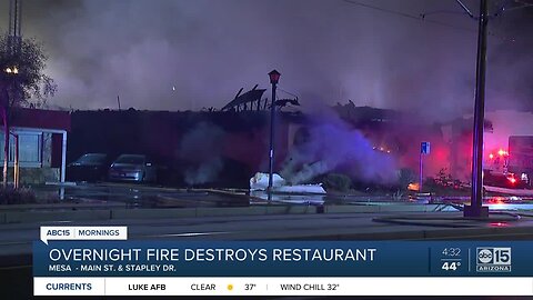 Overnight fire destroys Mesa restaurant