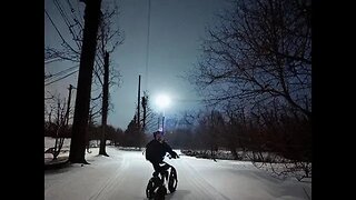 Fat Biking through Snowy Escanaba After Dark ( Framed Minnesota 2.2 )
