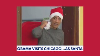Obama dresses as Santa Claus to visit little school kids - Dec. 24, 2023