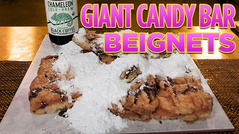 GIANT Deep Fried Snickers Candy Bar Beignets with Coffee Glaze | DFC!