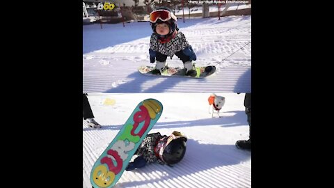 Baby snowboarder trains for the 2022 Beijing Winter Olympics