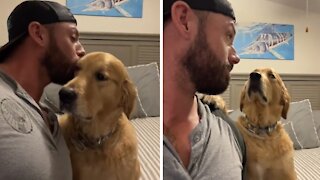 Man Records Dog's Reaction After Kissing Him On The Head