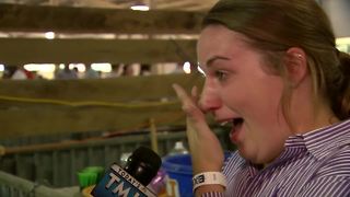 4-H competitor emotional after winning championship in fianl year