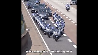 50 vehicles to escort one high profile person!! This is awesome to see